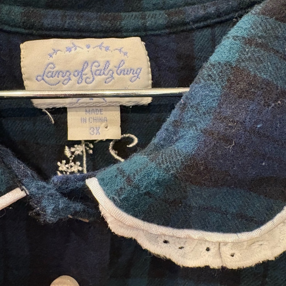 LANZ OF SALZBURG NIGHTGOWN 3X PLAID - Picture 2 of 7